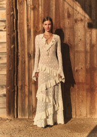 LACE LONG DRESS CREAM