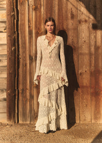 LACE LONG DRESS CREAM