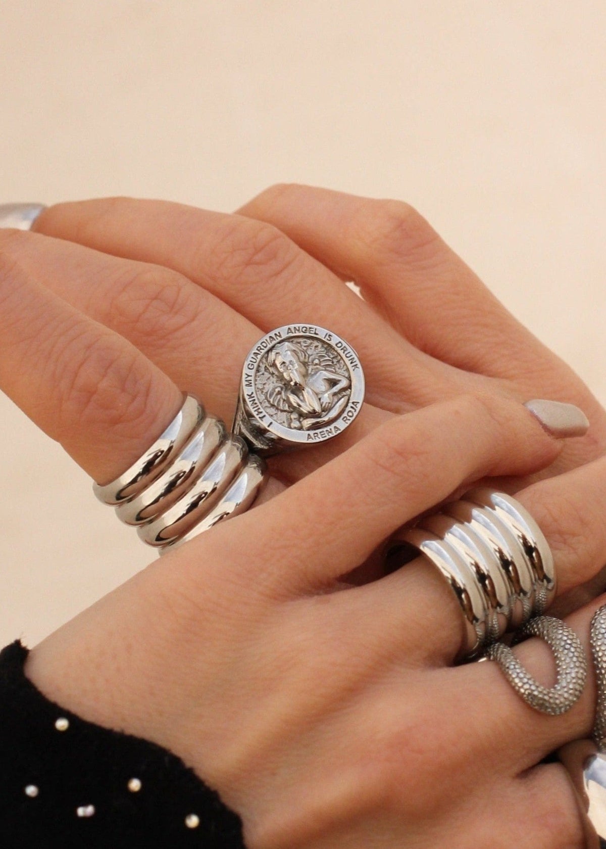 GUARDIAN ANGEL RING PLATA
